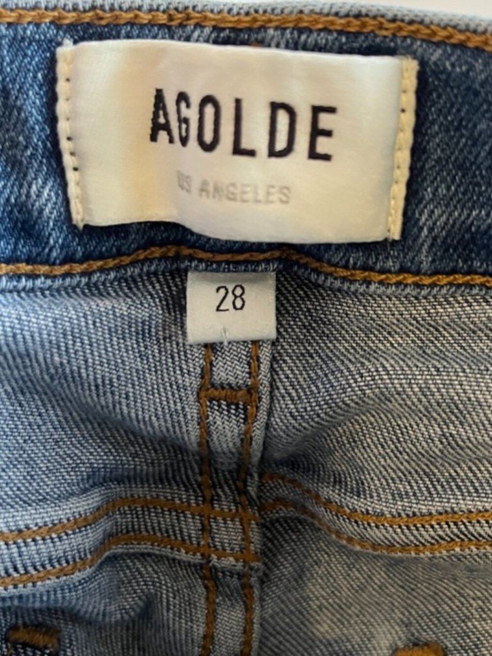 Agolde Sophie Mid Rise Skinny Ankle Jean 28 Blue Wash Distressed Stretch Denim - Picture 7 of 9